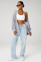 cozy fleece oversized zip up hoodie