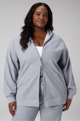 cozy fleece oversized zip up hoodie