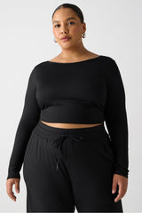 whisper crossover long-sleeve top