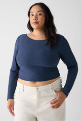 whisper crossover long-sleeve top