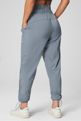ultra high-waisted piped nylon pant