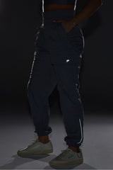 ultra high-waisted piped nylon pant