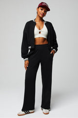year round terry wide leg snap pant
