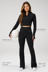 cold weather pocketed high-waisted mini flare
