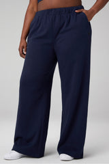 cozy fleece wide leg sweatpant