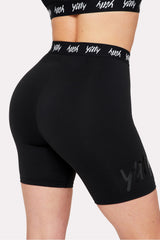 major label shaping high waist logo short