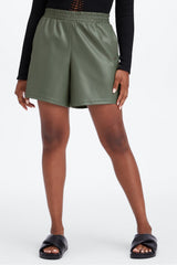 vegan leather high-waisted short