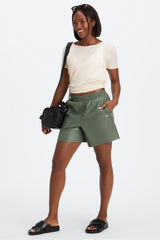 vegan leather high-waisted short