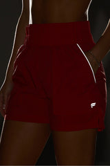 ultra high-waisted piped nylon short