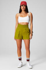 ultra high-waisted piped nylon short