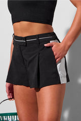pleated flounce short