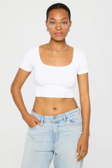 sleek seamless scoop neck short-sleeve top