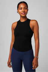 high neck rib built-in bra tank