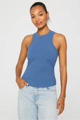 high neck rib built-in bra tank