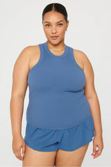 high neck rib built-in bra tank