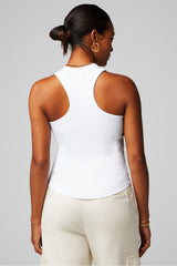 high neck rib built-in bra tank