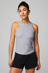 high neck rib built-in bra tank