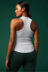 high neck rib built-in bra tank