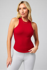 high neck rib built-in bra tank