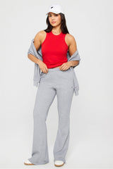 high neck rib built-in bra tank