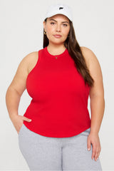high neck rib built-in bra tank