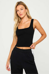 daily rib cropped square neck tank