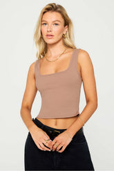 daily rib cropped square neck tank
