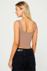 daily rib cropped square neck tank
