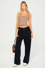 daily rib cropped square neck tank