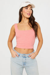 daily rib cropped square neck tank