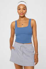 daily rib cropped square neck tank