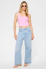 daily rib cropped square neck tank