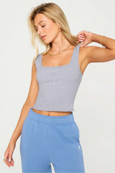 daily rib cropped square neck tank