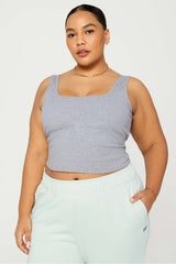 daily rib cropped square neck tank