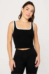 daily rib cropped square neck tank