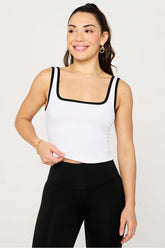 daily rib cropped square neck tank