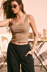 daily rib cropped square neck tank