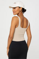 daily rib cropped square neck tank