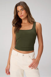 daily rib square neck tank