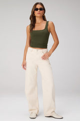 daily rib square neck tank