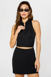 half-zip active cropped tank