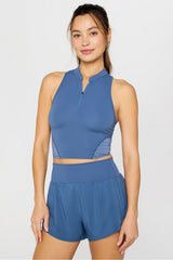 half-zip active cropped tank