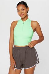 half-zip active cropped tank