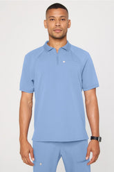 all-day scrub zip polo