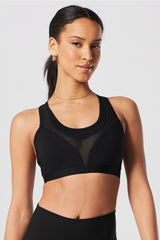 mesh paneled low impact bra