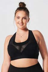 mesh paneled low impact bra