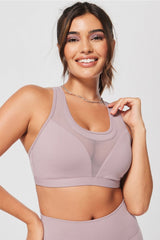 mesh paneled low impact bra