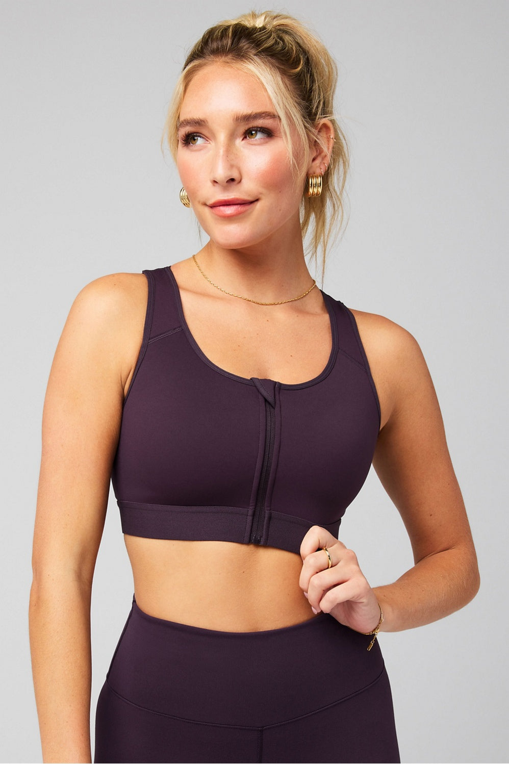 front zip high impact sports bra