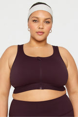 front zip high impact sports bra