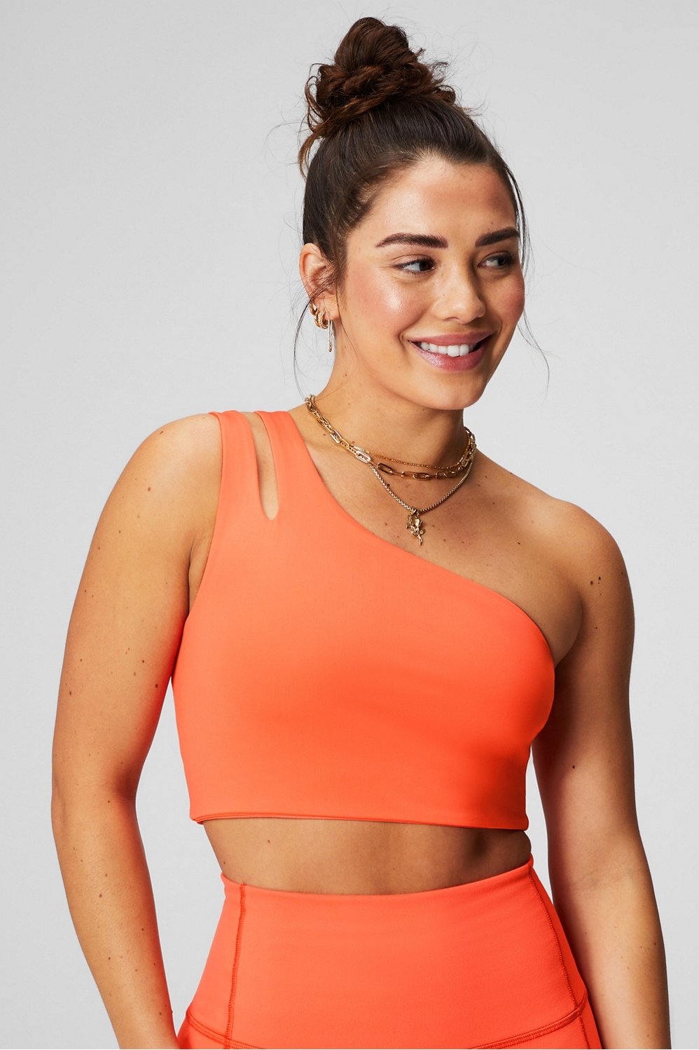 asymmetrical double strap midi bra